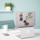 Sticker Chat Sur La Plage (Ordinateur portable sur le bureau)