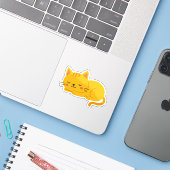 Sticker Chat Tabby Orange Sleepy (Ordinateur portable avec iPhone)