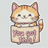 Sticker Chat tenant un panneau (Devant)