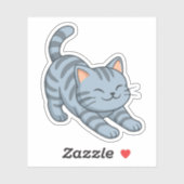 Sticker Chat tigré gris qui s'étire (Feuille)