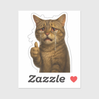Sticker Chat triste à haute définition qui donne un pouce 
