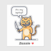 Sticker Chat Tueur avec Couteau (Feuille)