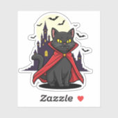 Sticker Chat Vampire - Cute Fangé Halloween Kitty (Feuille)