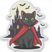 Sticker Chat Vampire - Cute Fangé Halloween Kitty (Devant)