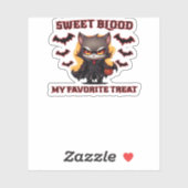 Sticker Chat Vampire en colère Craves Sweet Halloween sang (Feuille)