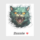 Sticker Chat Zombie Vert Effrayant Halloween (Feuille)