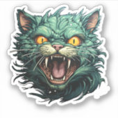 Sticker Chat Zombie Vert Effrayant Halloween (Devant)