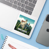 Sticker Château de Bran Roumanie (Ordinateur portable avec iPhone)