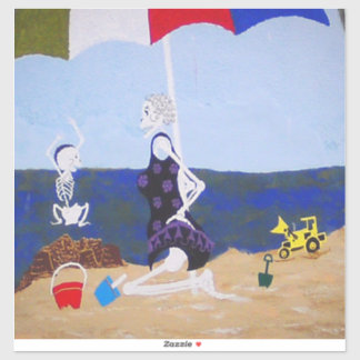 Sticker Château de sable cassé avec grand-mère