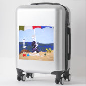 Sticker Château de sable cassé avec grand-mère (Sur valise)