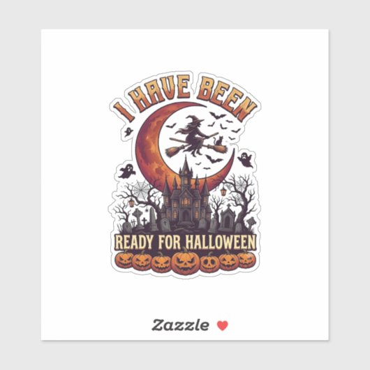Sticker Château de sorcière d'Halloween prêt depuis longte (Feuille)