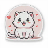 Sticker Chaton Blanc Adorable – Style Pastel (Devant)