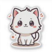 Sticker Chaton Blanc Souriant – Art Pastel Mignon (Devant)