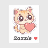 Sticker Chaton Coeur Doux (Feuille)