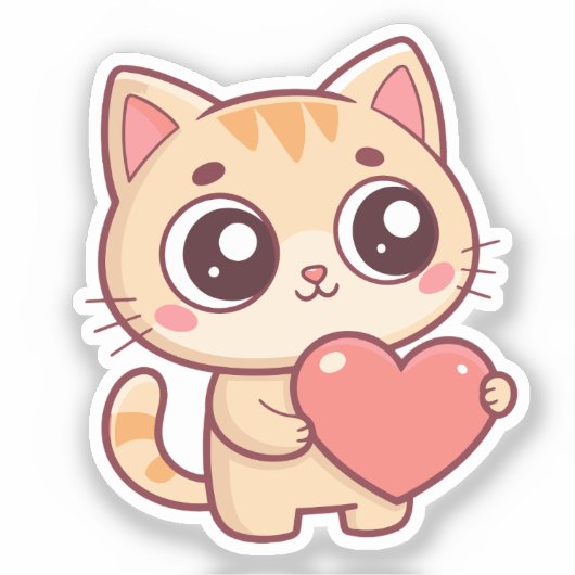 Sticker Chaton Coeur Doux (Recto)