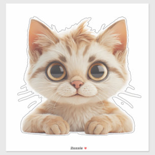 Sticker Chaton de dessin animé adorable avec de grands yeu