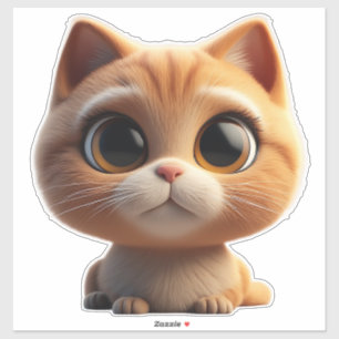 Sticker Chaton de dessin animé adorable avec de grands yeu