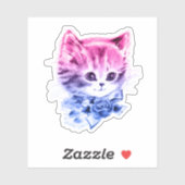 Sticker Chaton de fierté bisexuelle (Feuille)