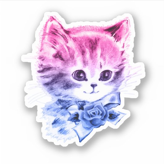Sticker Chaton de fierté bisexuelle (Devant)