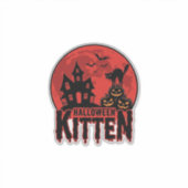 Sticker Chaton d'Halloween Maison Hantée Chat Graphique_1 (Devant)