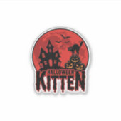 Sticker Chaton d'Halloween Maison Hantée Chat Graphique_1 (Devant)