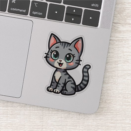 Sticker Chaton Gris Tabby Adorable – Style Pastel (Détail)