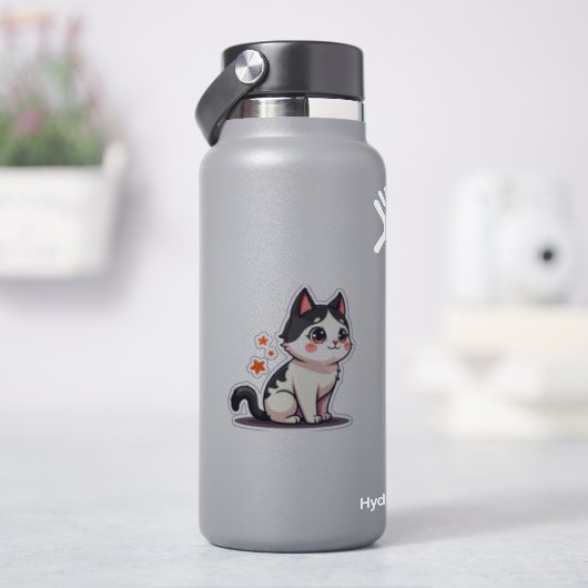 Sticker Chaton Kawaii Noir & Blanc – Chibi Halloween (HydroFlask)