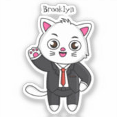 Sticker Chaton mignon en costume cravate dessin animé (Recto)