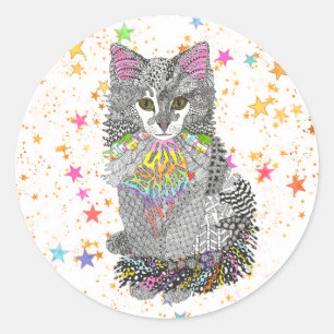 Sticker chaton mignon et coloré
