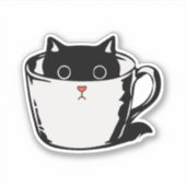 Sticker Chaton noir avec nez rouge caché dans une tasse (Devant)