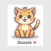 Sticker Chaton orange tabby joueur – Style Chibi (Feuille)