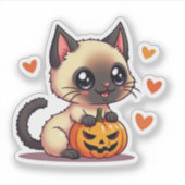 Sticker Chaton siamois kawaii – Chibi Halloween (Devant)