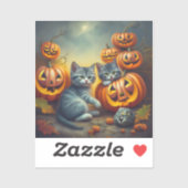Sticker Chatons avec Citrouille (Feuille)