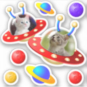 Sticker Chatons Chats dans les OVNI Soucoupes volantes Mig (Devant)