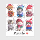 Sticker Chatons d'hiver douillets Chatons doux sur chats (Feuille)