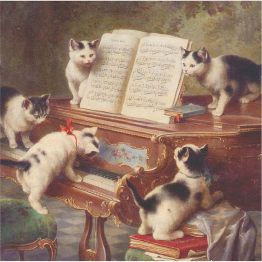 Sticker Chatons et piano (Devant)