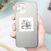 Sticker Chatons noirs et blancs Avoir une belle journée (Téléphone)