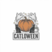 Sticker Chatoween Chat Noir Fantôme Halloween Conception V (Devant)
