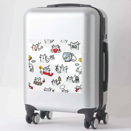 Sticker Chats amusants, lait et magie. (Sur valise)