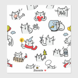 Sticker Chats amusants, lait et magie.