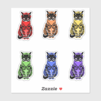 Sticker Chats arc-en-ciel nobles assis