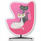 Sticker Chats atomiques noir blanc assis sur une chaise ro (Devant)