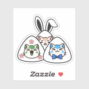 Sticker Chats Bunni Onigiri - Kawaii Sakura Printemps