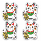 Sticker Chats chanceux japonais - Maneki Neko Vinyl (Devant)