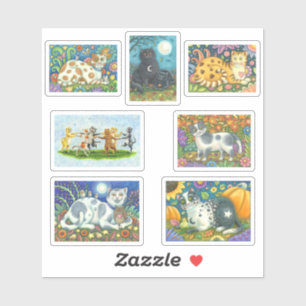 STICKER CHATS CHANTEURS ET BÂTIMENTS D'ART FOLK DE CAMPAGN