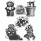 Sticker Chats Chatons Animaux Dessins en noir et blanc (Devant)