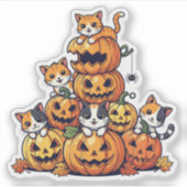Sticker Chats citrouilles - Chats adorables (Devant)