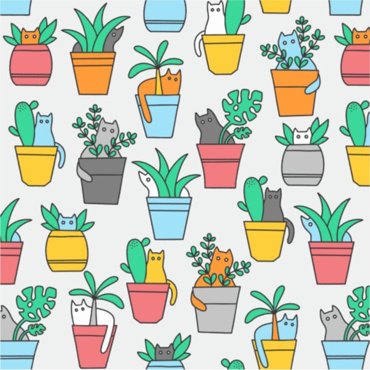 Sticker Chats dans les pots à fleurs (Devant)