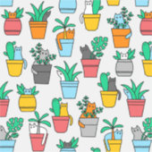 Sticker Chats dans les pots à fleurs (Devant)