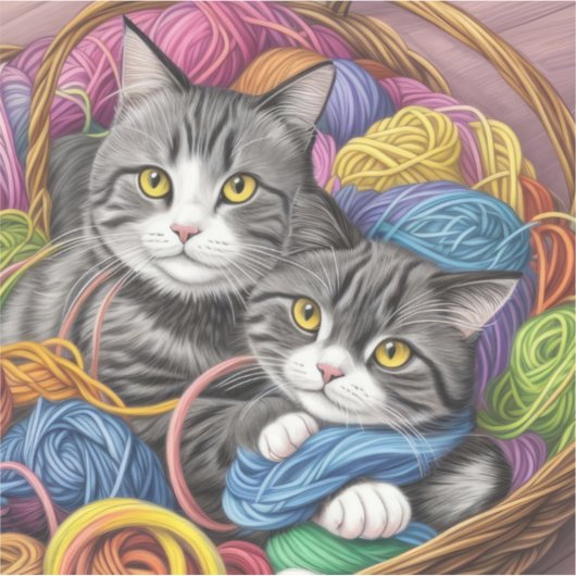 Sticker Chats dans un panier (Devant)